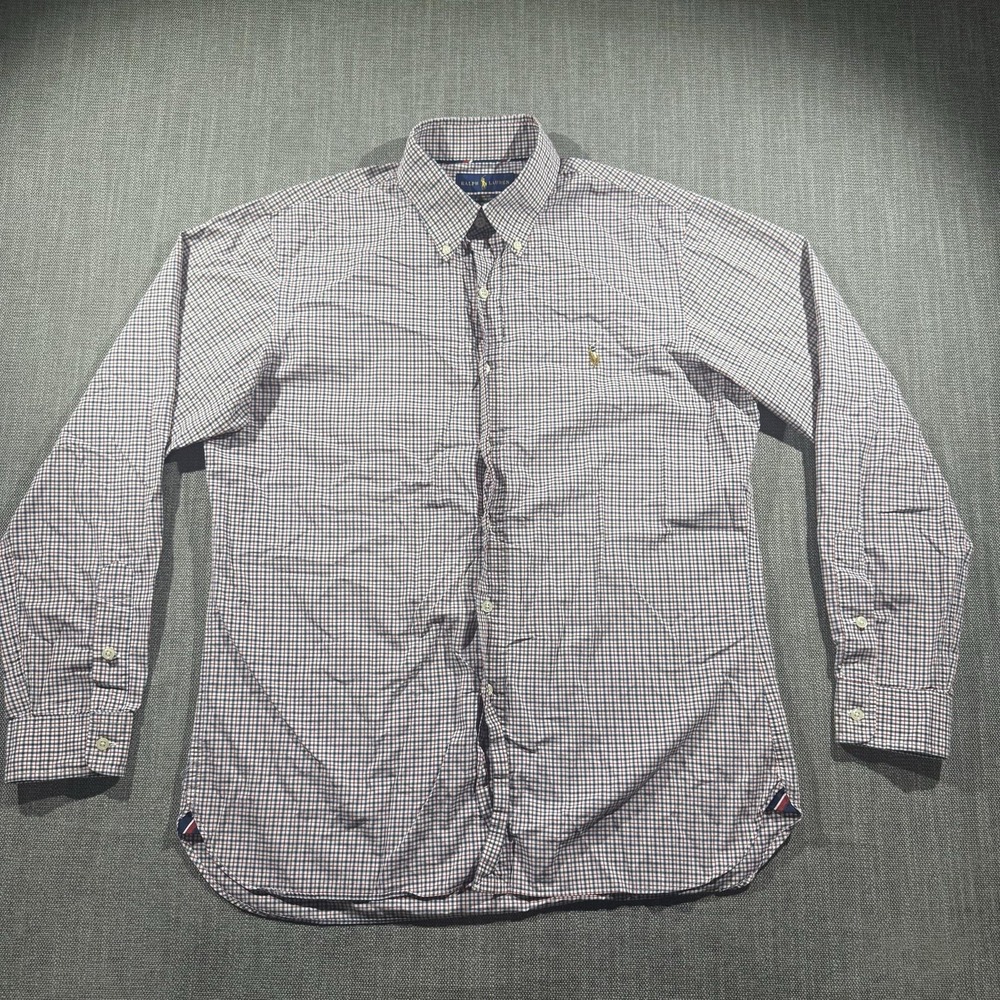 Ralph Lauren Shirt Mens Large Multicolor Check Slim Fit Button Down Flesh Pony